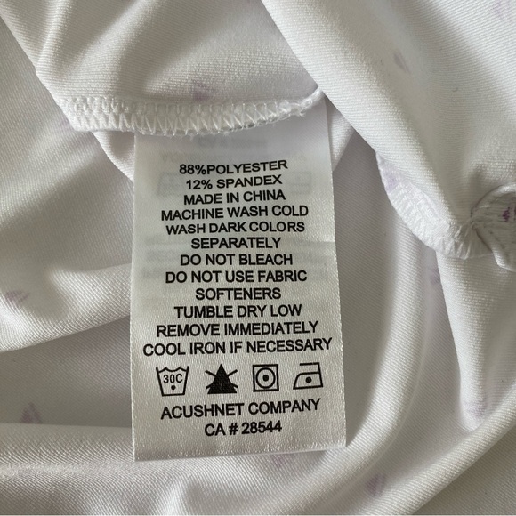 FootJoy FJ Golf Polo Shirt Short Sleeve Mens 2XL White Purple Triangle pattern - Picture 7 of 9